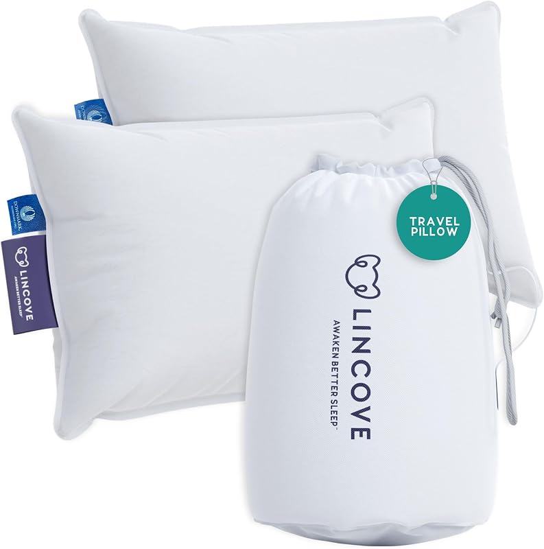 Canadian Down Feather Travel Pillow Pack of 2 - Luxury Pillows to Support Head, Neck, While Sleeping on Airplanes, Cars, Hotels & Home - Comfortable Vacation Sleeping Essential, 13"x18"