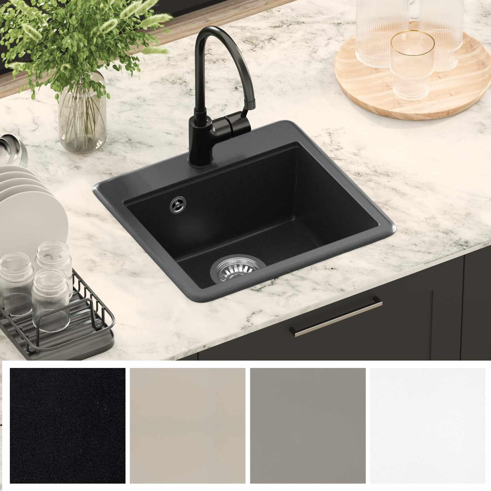 Lavabo noir 470 x 440 mm granit