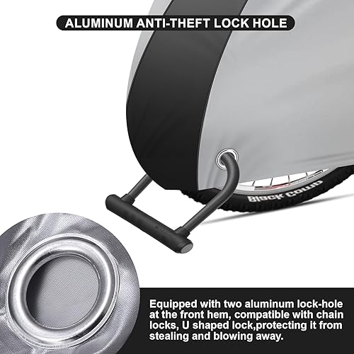 Miniatura 4 de Funda impermeable para bicicleta al aire libre, con agujero de bloqueo antirrobo, bolsa de transporte, lluvia, sol, polvo, viento, nieve, a prueba
