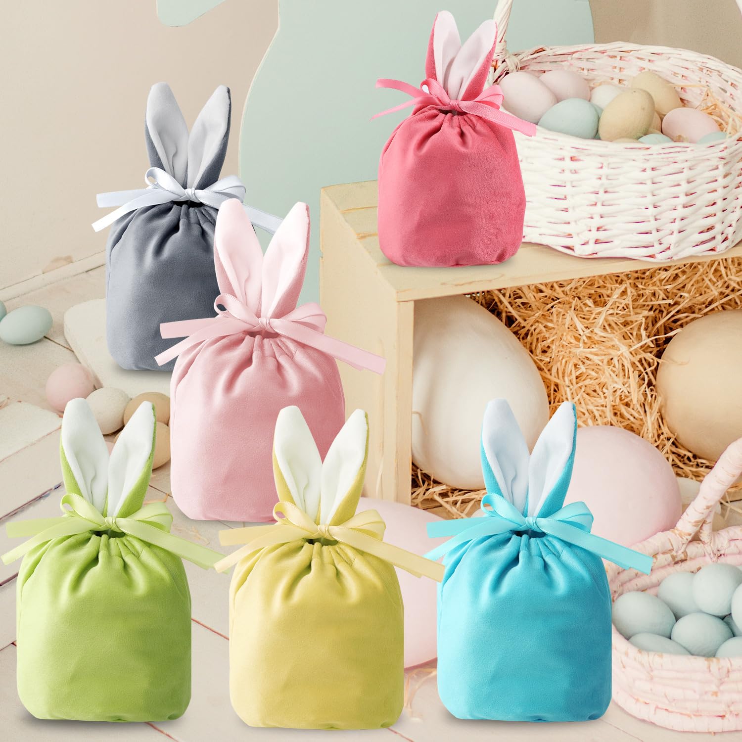 Amazon.com: lasuroa 12pcs Easter Bunny Gift Bags, Rabbit Ear  display picture 1