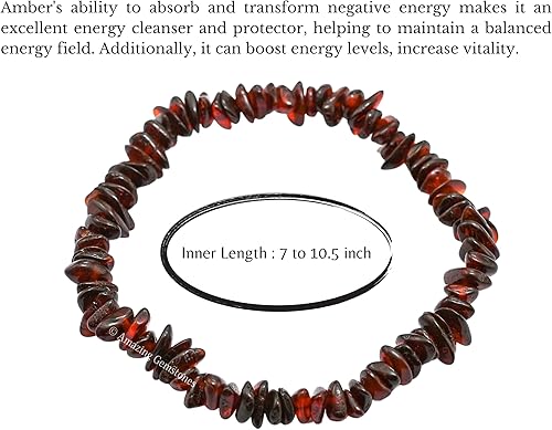 Miniatura 4 de Unpolished Amber Bracelet for Women Men's Gifts - Protection Healing Crystal Chips Bracelet - Gemstone Amber Beads Adjustable Bracelet Pulseras Para