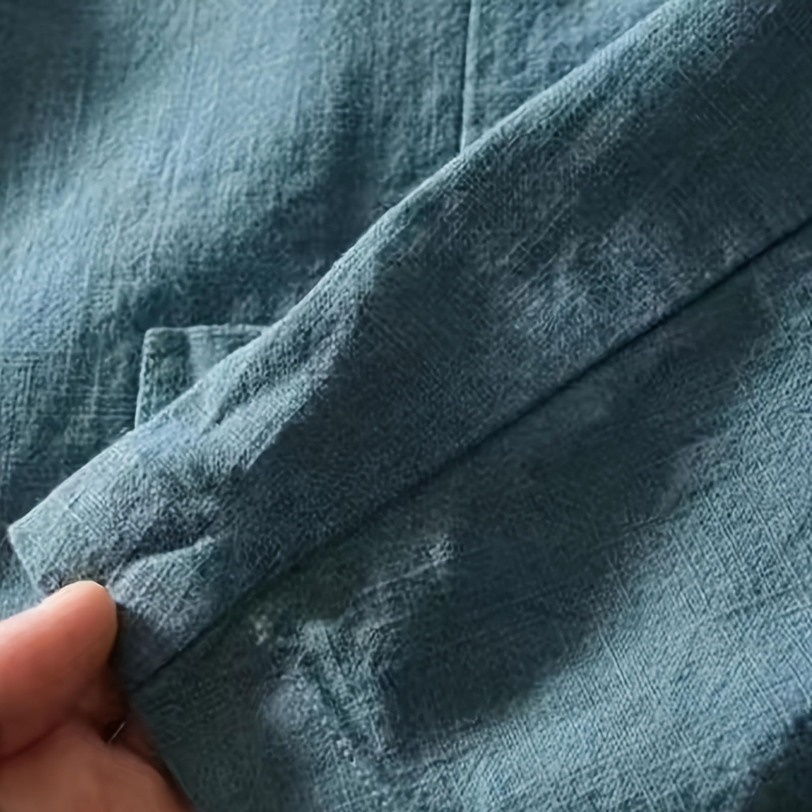 GOSEAGOTOFUN Mens Business Casual Jackets Lightweight Mens Loose Linen Cotton Blazers Lapel Collar Button Down Suit Blazer