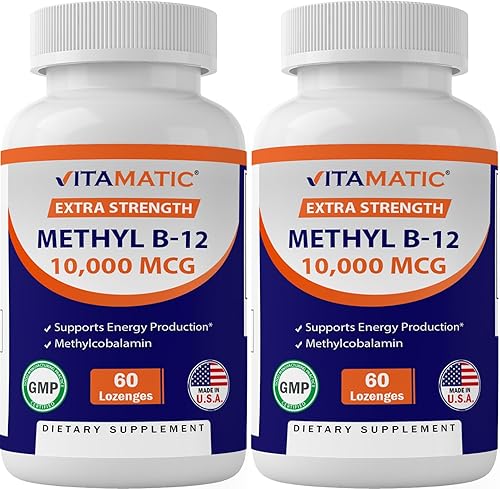 Vitamatic Metil Vitamina B12 (Metilcobalamina) 10,000 mcg (10 mg) 60 pastillas - Fuente superior de vitamina B12 (paquete de 2)