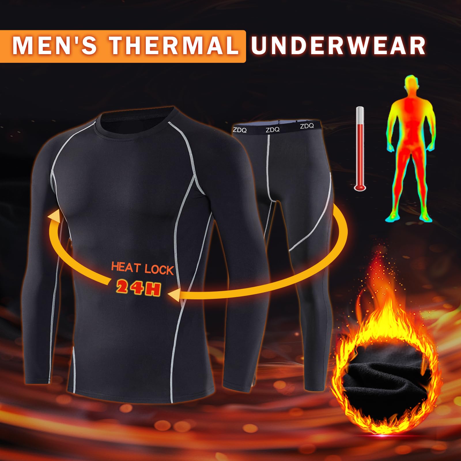 ZDQ Intimo Termico Uomo Set Intimo Invernale da Sci Intimo Funzionale Traspirante Biancheria, Taglie S-XXL