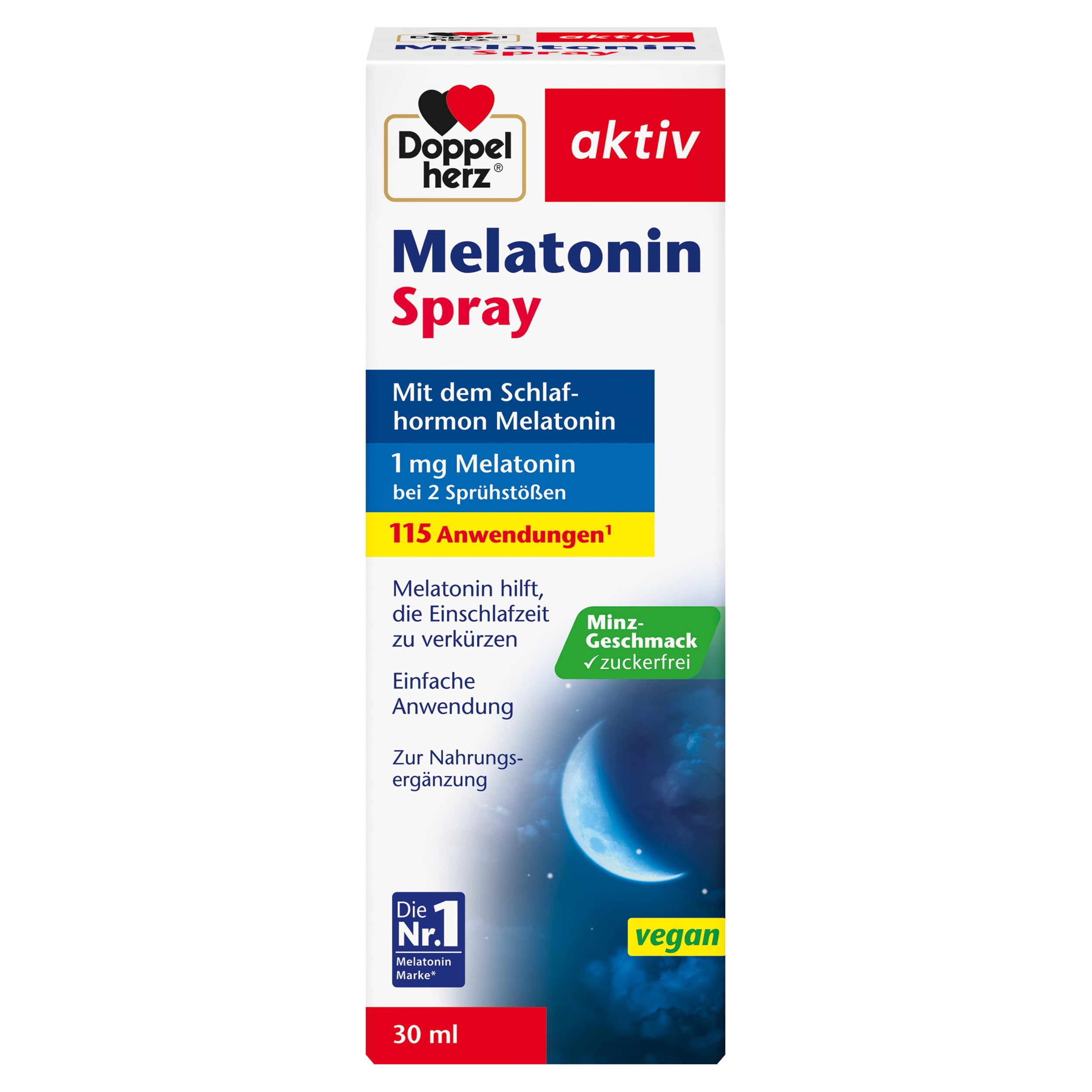 Doppelherz Melatonin Spray - 1 mg Melatonin bei 2 Sprühstößen - 30 ml mit Minzgeschmack