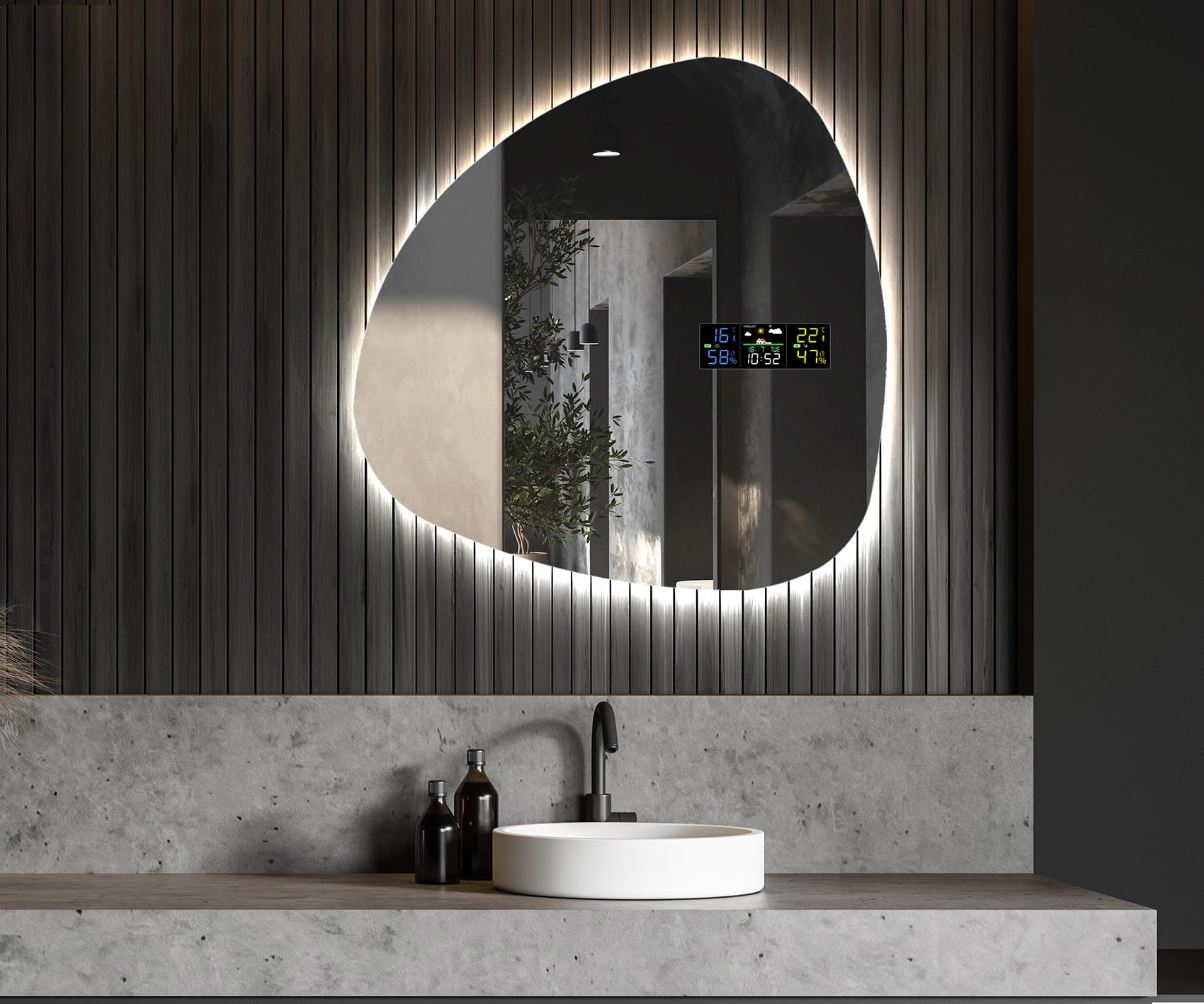 A ARTFORMA decorativi Specchio LED da parete forme particolari 64x64 cm | su Misura | moderno specchi con illuminazione, retroilluminato | JAJ221