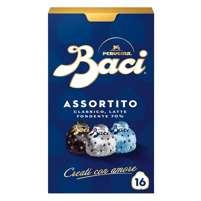 BACI PERUGINA Cioccolatini Assortiti ripieni al Gianduia, Scatola 200g