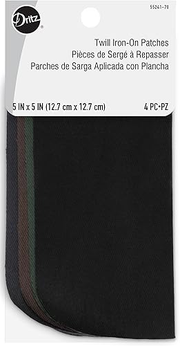 Dritz Sarga, 5 x 5 pulgadas, 4 unidades, parches para planchar surtidos, colores oscuros