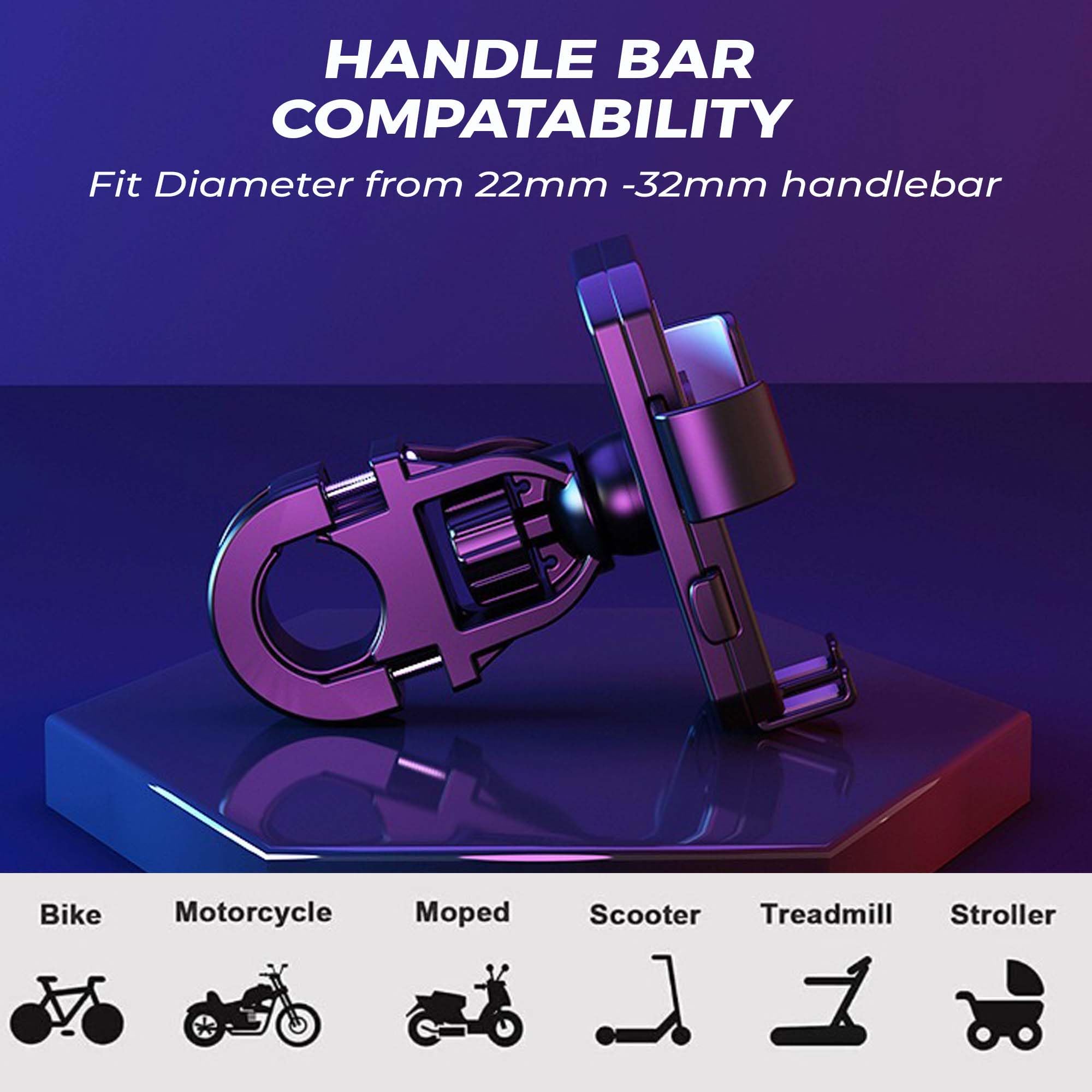 Kratos Mobile Holder for Bike with One-Touch Lock, 360° Rotating Adjustable Phone Mount for Bike Handlebar, Heavy Duty Shockproof Mobile Stand for Motorcycles, Universal Anti-Slip Bike Mobile Holder — Amazon image 3