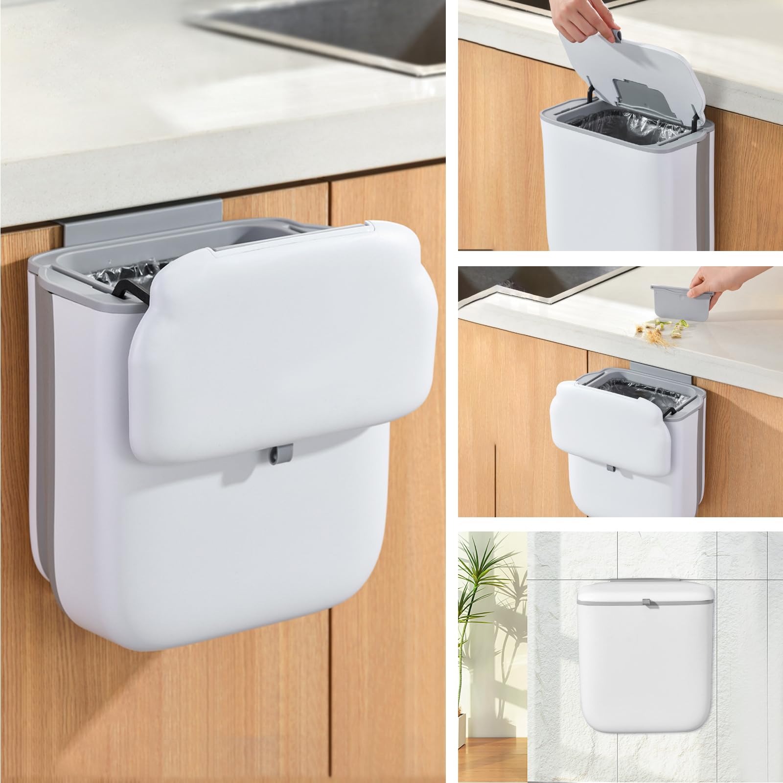 SENENQU Poubelle Suspendue Cuisine Avec Couvercle, 9L Poubelle Murale