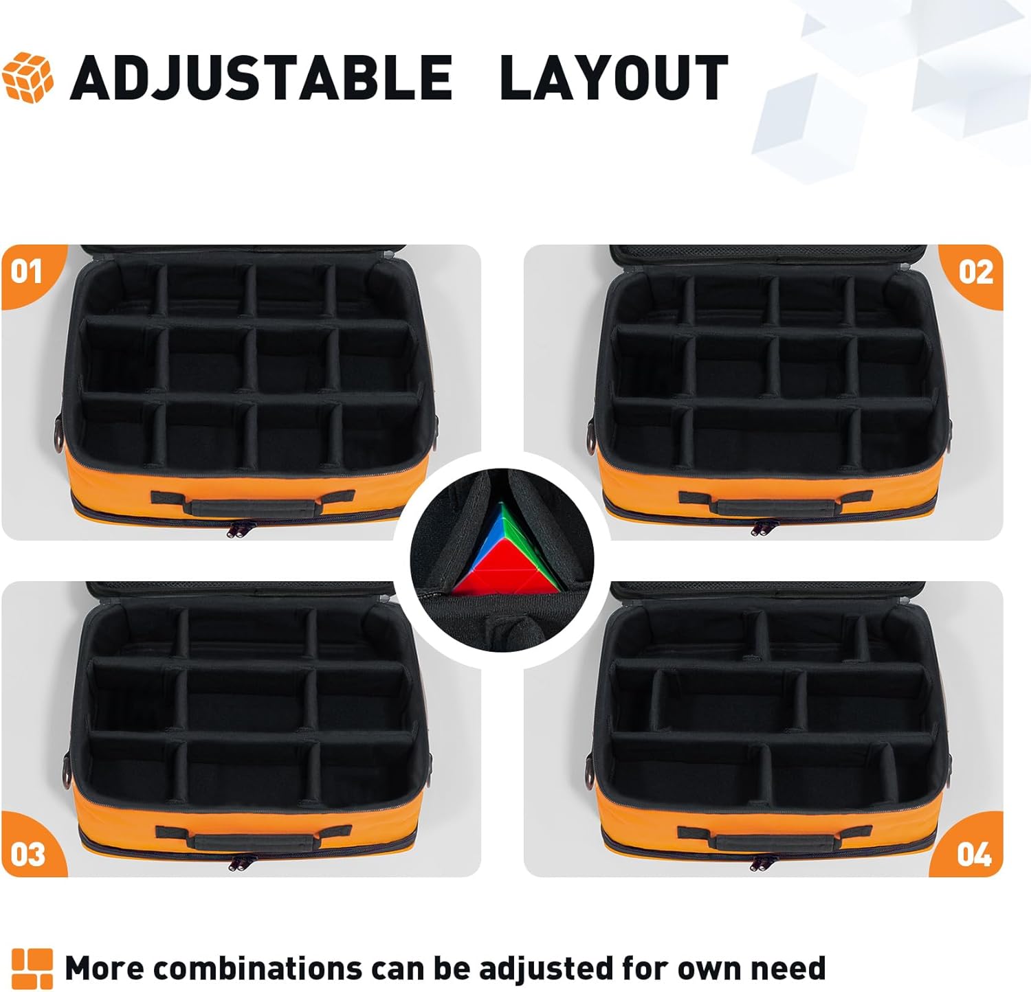 Transparent Speed Cube Storage Case - Visible Rubix Cube Soft Carrying Case for 12+pcs Different Types Cube, Compatible with Cube Tripod, Competition Cubing Timer, Lube & Tools for Home Travel