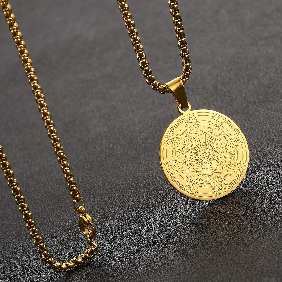 Naszyjnik z medalionem talizmanem, pieczęć 7 aranges talizman pentagram, amulet Salomona