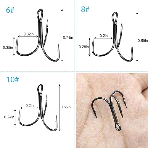 Miniatura 5 de Anzuelos agudos de pesca  120 ganchos de pesca agudos rojos afilados curvos redondos fuertes de acero de alto carbono para bagre, lubina, trucha,