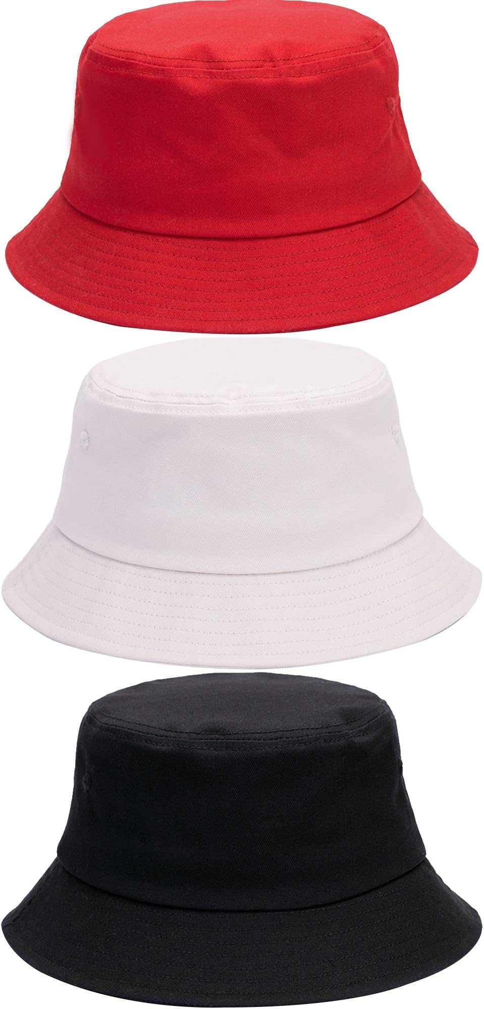 3 Pack Cotton Bucket Hat Summer Sun Hat UPF 50 UV Protection Sun Cap Fisherman Fishing Cap for Unisex Women Men Outdoor Sport Hiking Camping Traveling