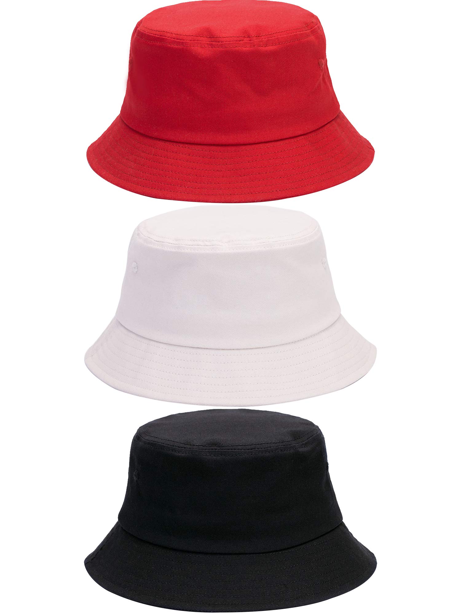 Cotiny 3 Pack Cotton Bucket Hat Summer Sun Hat UPF 50 UV Protection Sun Cap Fisherman Fishing Cap for Unisex Women Men Outdoor Sport Hiking Camping Traveling