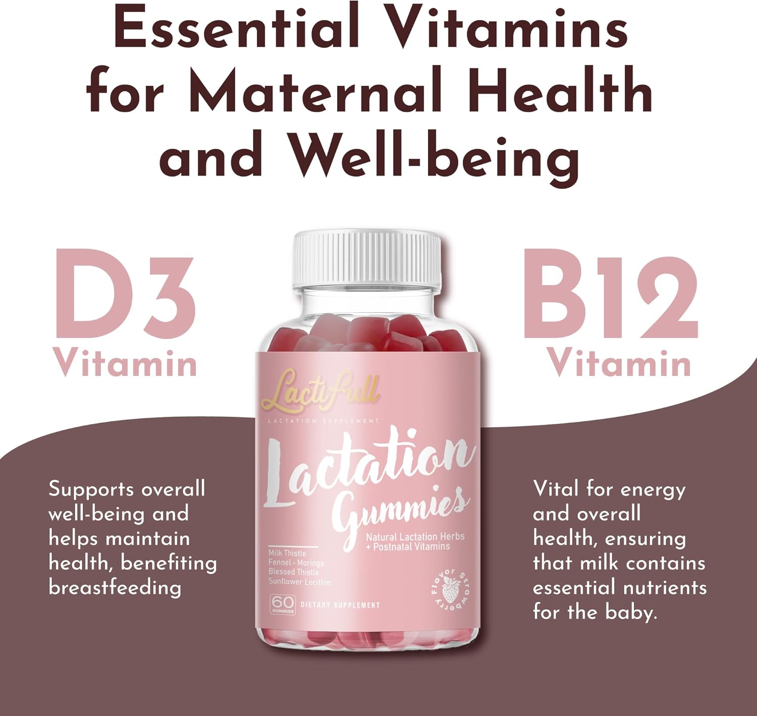 Milk Multiplier Lactation Postpartum Gummies - Postnatal Support Vitamins Supplement for Nursing Breastfeeding Mom Mother - Increase Milk Supply Production Multivitamins for Women