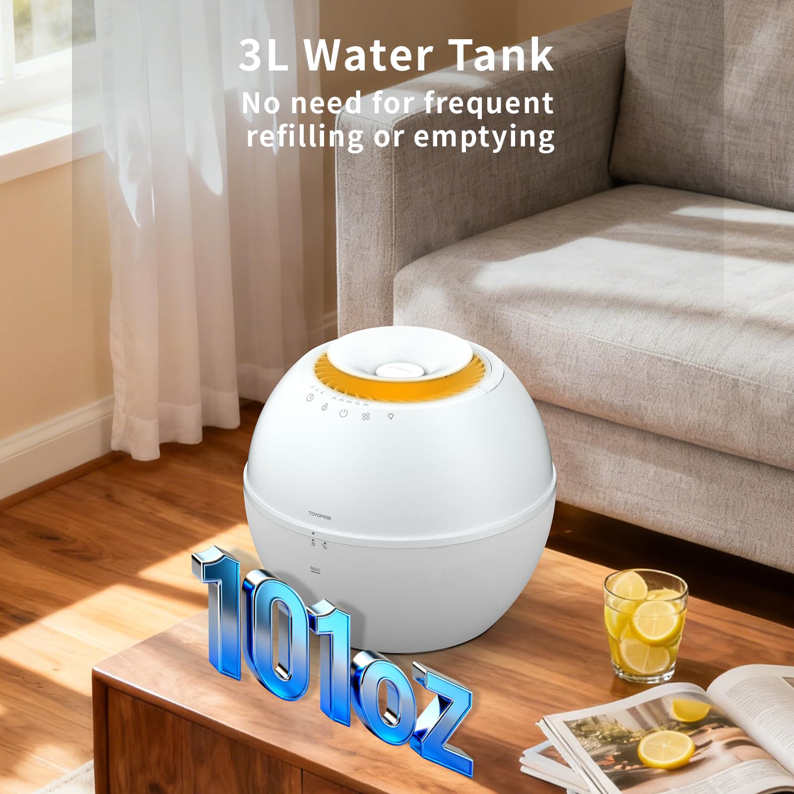 HD021 - Combo de deshumidificador y humidificador 3 en 1, deshumidificadores pequeños con manguera de drenaje, tanque de agua de 101 onzas, mini deshumidificador portátil compacto para