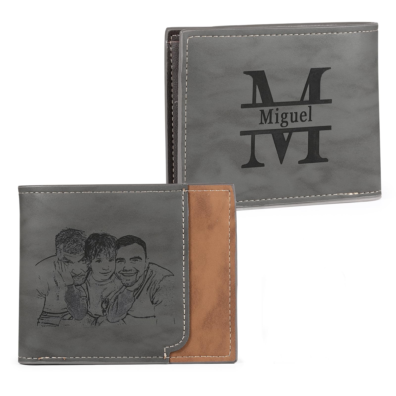 Lam Hub Fong Geldbörsen für Männer, personalisierte Leder-Geldbörsen, Herren-Geldbörsen mit Eingraviertem Namensbild, Geschenke für Papa von Tochter, Geschenk zum Valentinstag