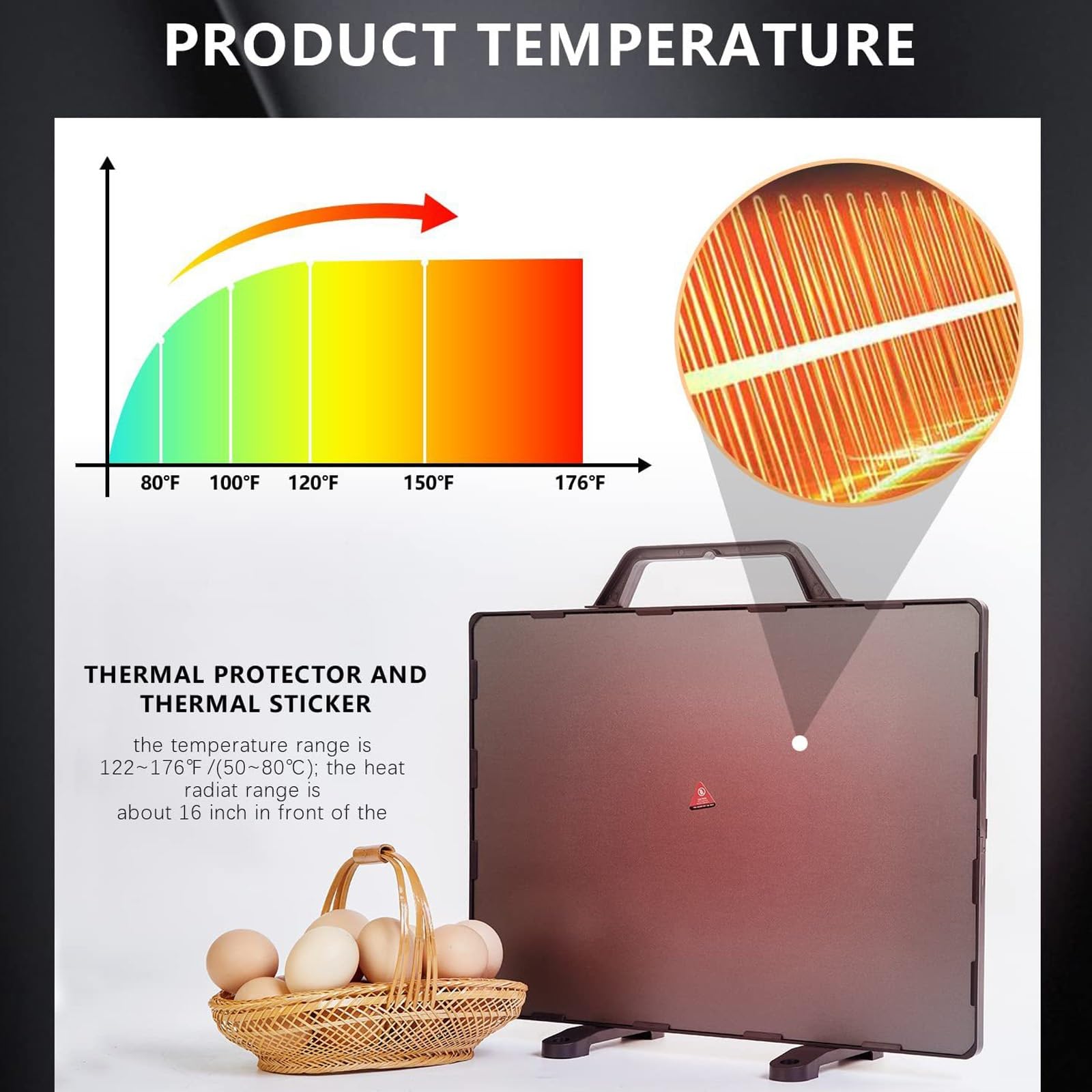 Calentador de Gallinero, Placa Calefactora para Criadora de Pollitos de 15,3 x 11,4 '', Panel de Calor Radiante de Temperatura Ajustable de 140W, para Pollitos, Gatitos, Cachorros