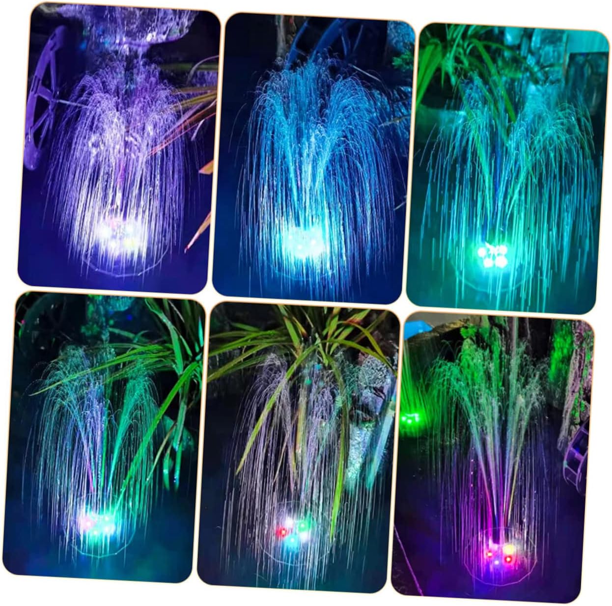 Generic Solar Powered Fountain Pump with LED Lights for Garden Pool Decoration Outdoor Submersible Water Pump with Fixed Nozzle and Pole for Birdbath Rockery and Aeration Random Color