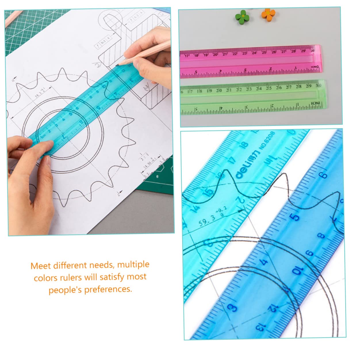 Set di Righelli Trasparenti Colorati 32 Pezzi 30cm in Plastica