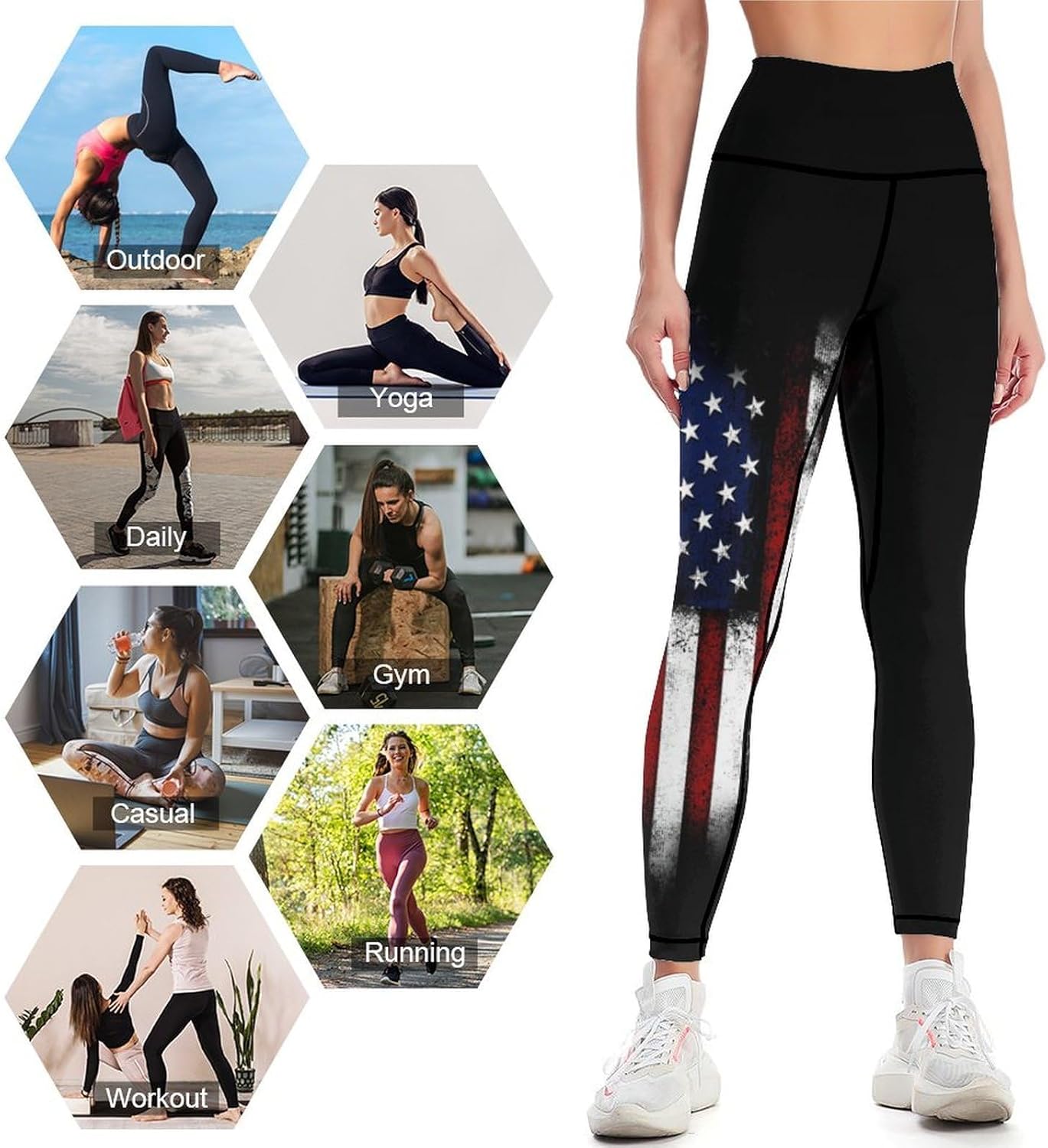 High Waisted Yoga Pants for Women Tummy Control 4 Way Stretch Running Workout Leggings Athletic Yoga Pants