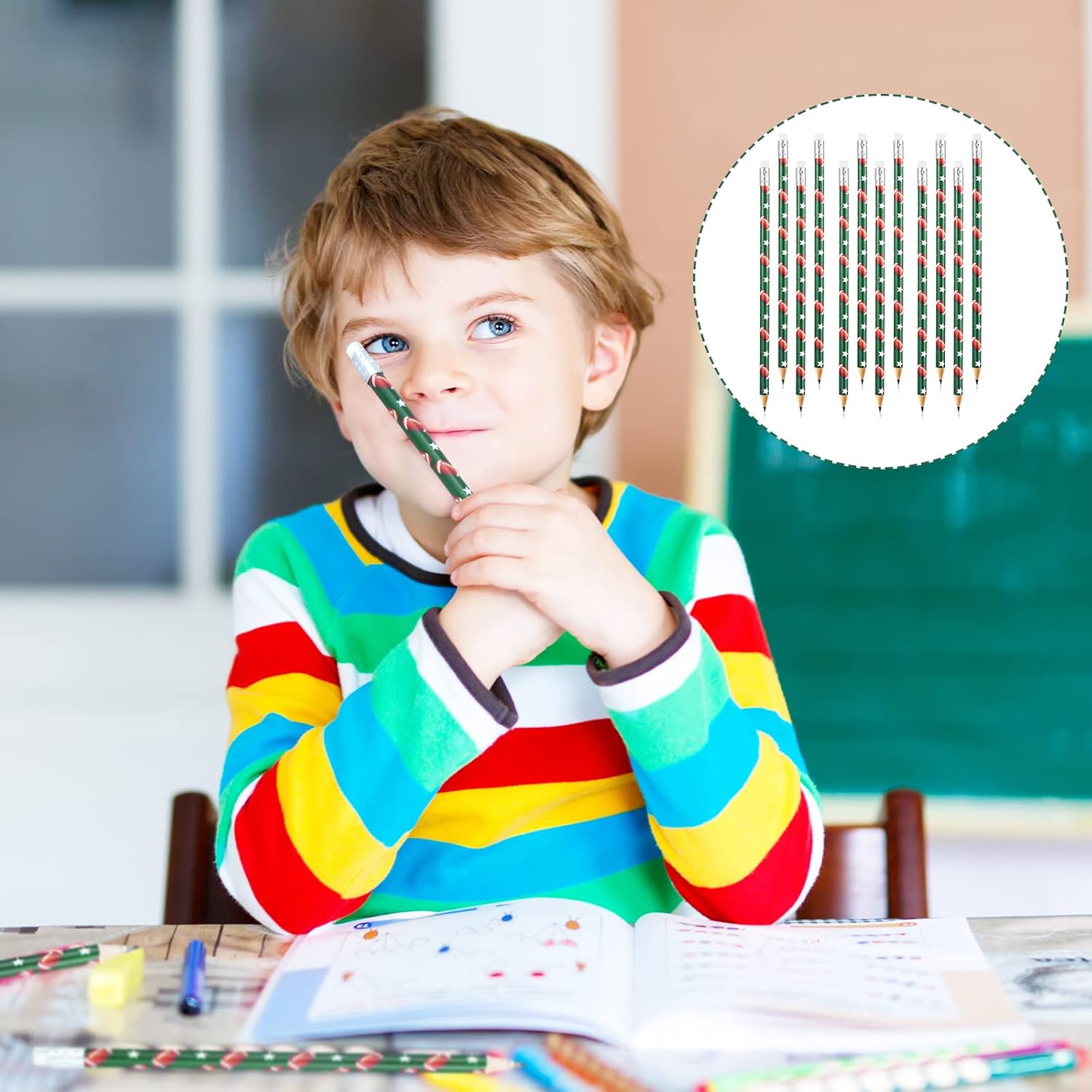 Tinlade 72 Pcs Football Pencils and Erasers for Kids Fun Wooden Pencils for Kids Boys Sports Themed Stuff Birthday Party Favors Gifts Valentine Goodie Bags Students Stationery School Office Supplies - Image 4