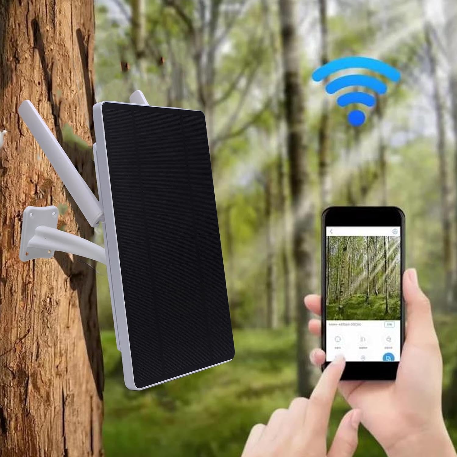10W Solar WiFi Extender Signal Booster Outdoor, 150M Long Range, 2.4GHz WiFi Repeater with Solar Panel & (US)