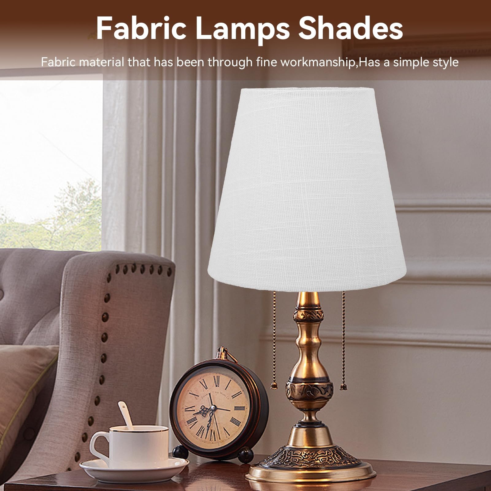 Modern Barrel Lamp Shades Set of 6, White Lampshade Clip on Lamp Shade Replacement Fabric Lampshades for Chandeliers, 3.7x5.1x5.5 Inch