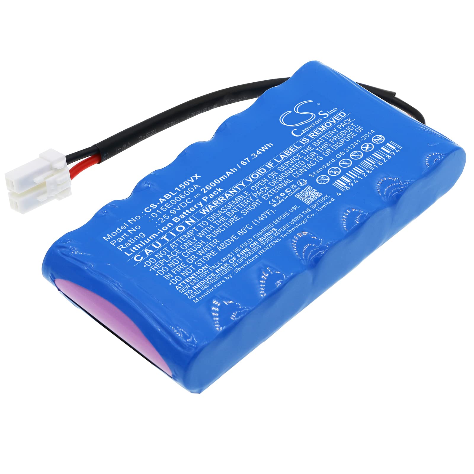 TECHTEK Batteria 2600mAh compatibile con [Ambrogio] AM015D0FAZ, L15, L15 deluxe, L20 b, L20 deluxe, Twenty, L20e Lite, per [Wiper] i100S, i130S, i70, Premium i130 S 1.300 m² Bluetooth GSM-Mod FBA