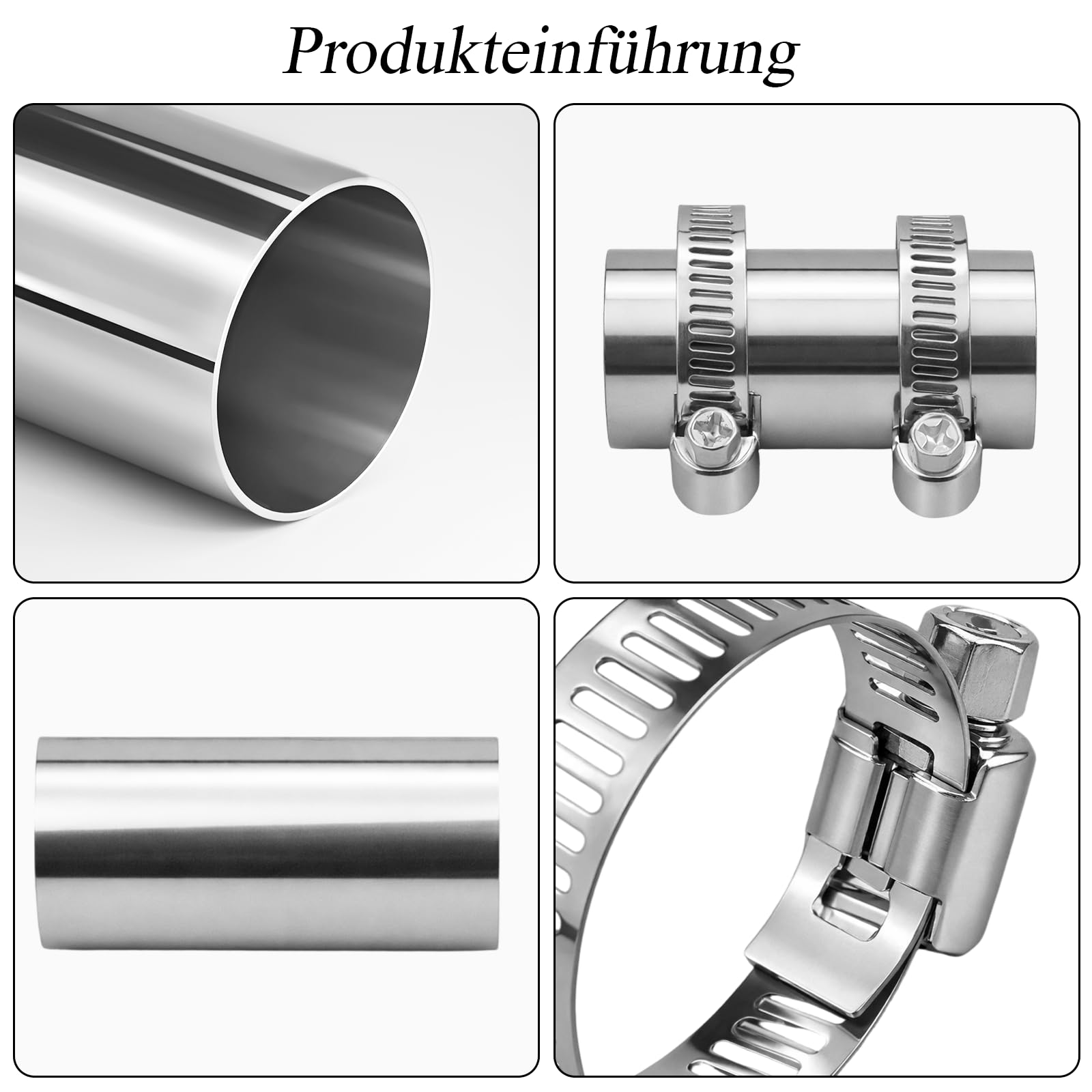 Łącznik rury wydechowej do ogrzewania postojowego, rura przedłużająca ze stali nierdzewnej z 4 zaciskami, łącznik rurowy 24 mm, rura wydechowa, ogrzewanie postojowe, do ogrzewania powietrza na
