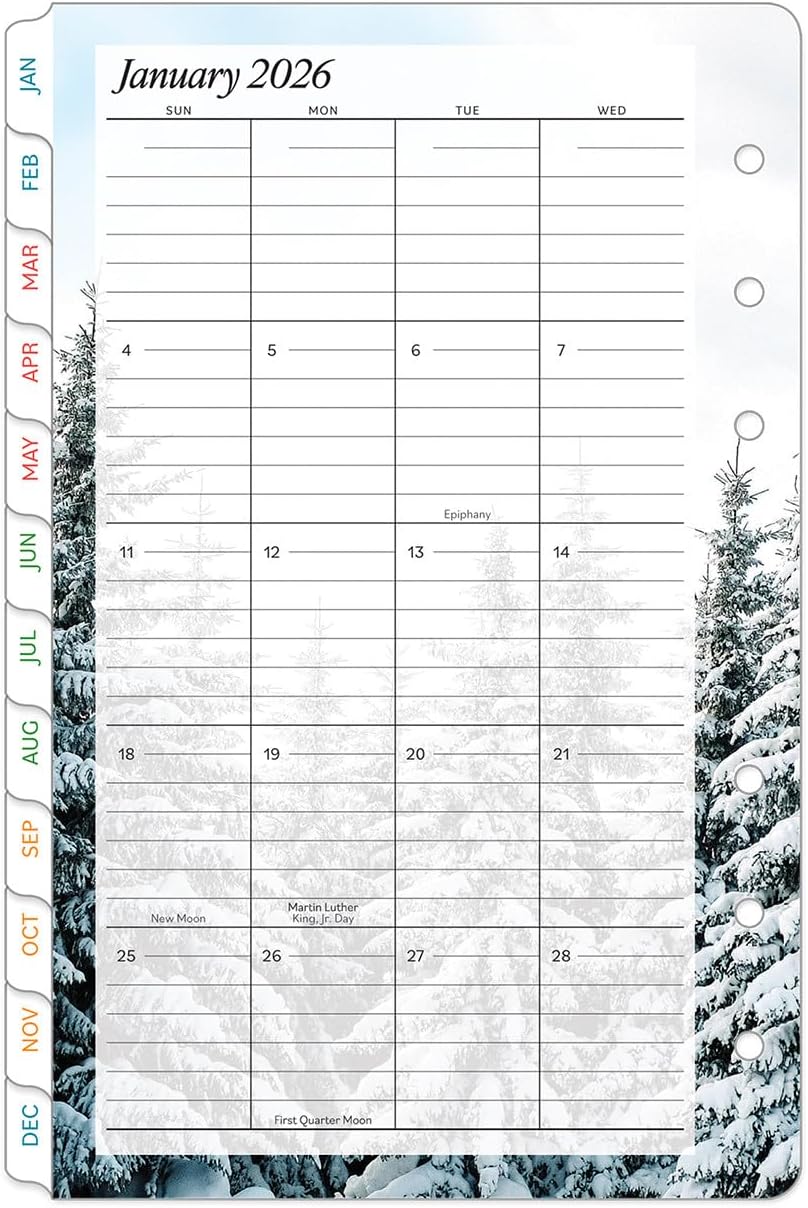 FranklinCovey - Seasons Monthly Calendar Tabs for Ring-Bound FranklinCovey Planners (Compact, Jan 2026 - Dec 2026)