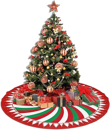 Miniatura 3 de Falda de Árbol de Navidad con Diseño de Dulces en Remolino de 36 Pulgadas, Alfombra de Árbol de Navidad, Decoración de Fiesta Navideña de Invierno