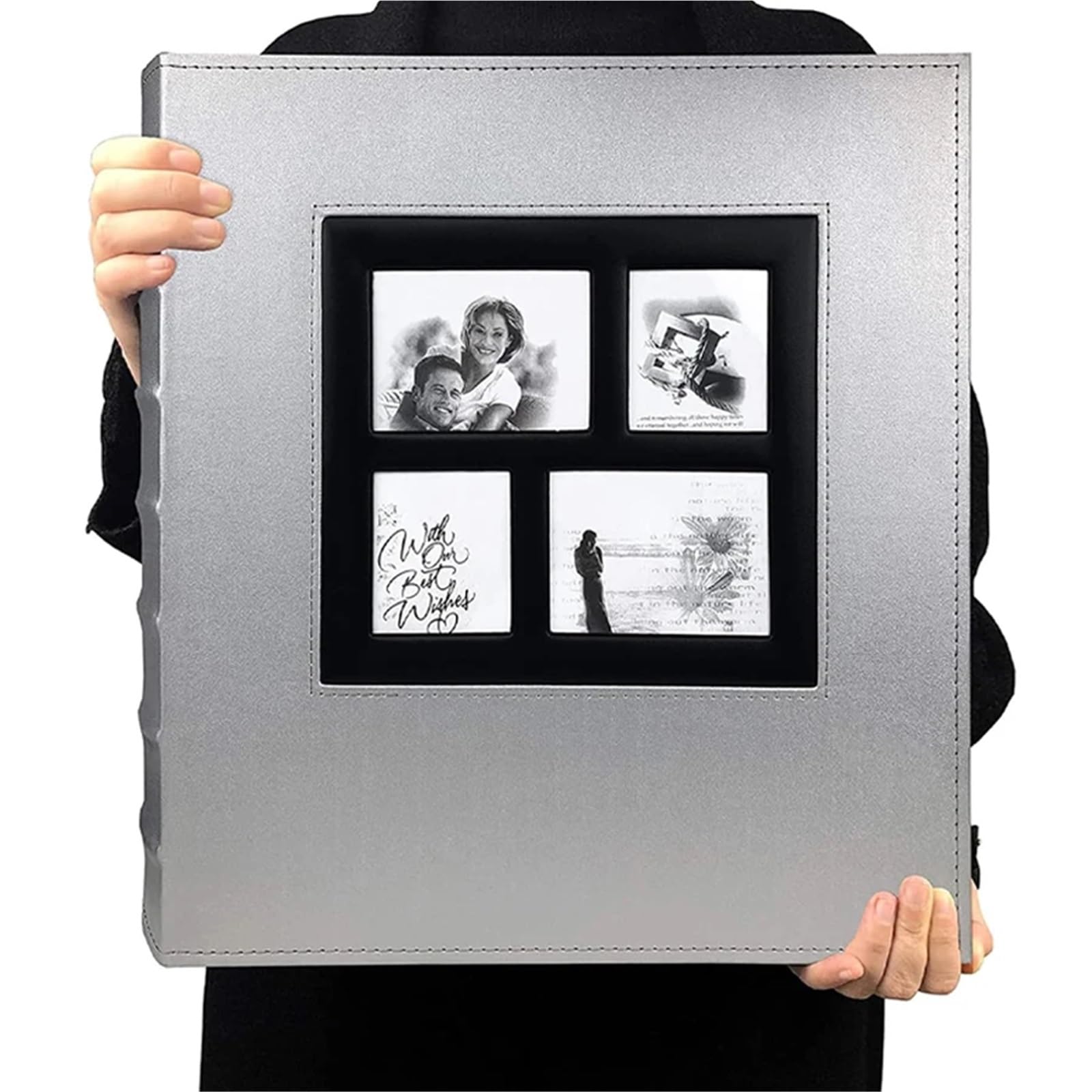 Photo Album 500 Pockets, Extra Large Capacity Family Wedding Picture Albums Holds 4X6in Horizontal and Vertical Photos For Photo(Grey)