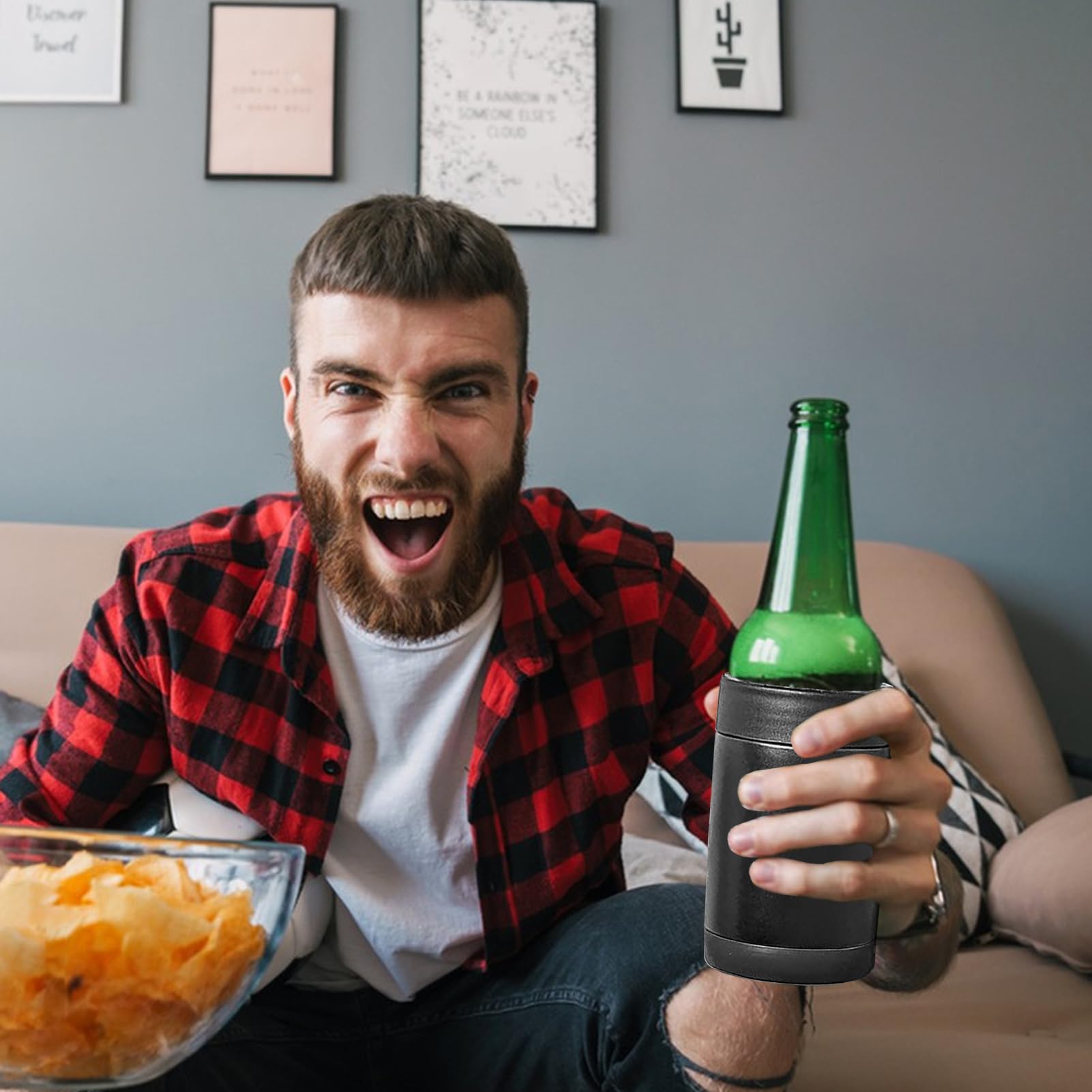 Enfriador de cerveza, portátil, aislante, aislante, mantiene la temperatura óptima, versátil enfriador de latas de cerveza, ideal para eventos al aire libre y uso en viajes