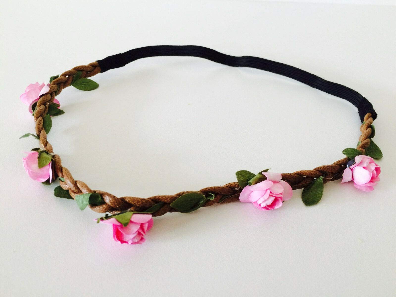 EliteKoopers Pink Rose Design Garland Floral Flower Headband For Festival Party Wedding (1 Pcs)