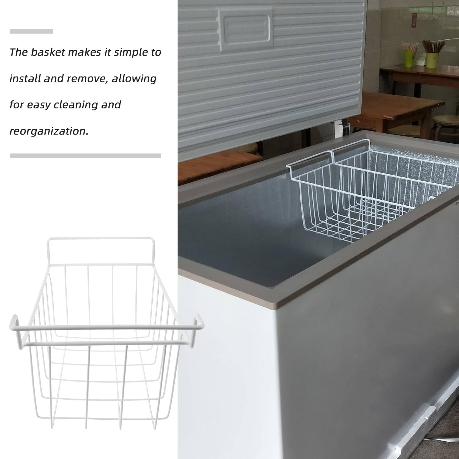 VALICLUD Panier de Congélateur Coffre en Fer Blanc Suspendre, Optimisation D'espace et Nettoyage Facile pour Organiser Le Rangement Cuisine