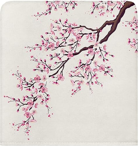 Gredice 4 fundas para sillas de comedor, diseño abstracto de flor de cerezo rosa, fundas extraíbles para respaldo de silla, flores japonesas en