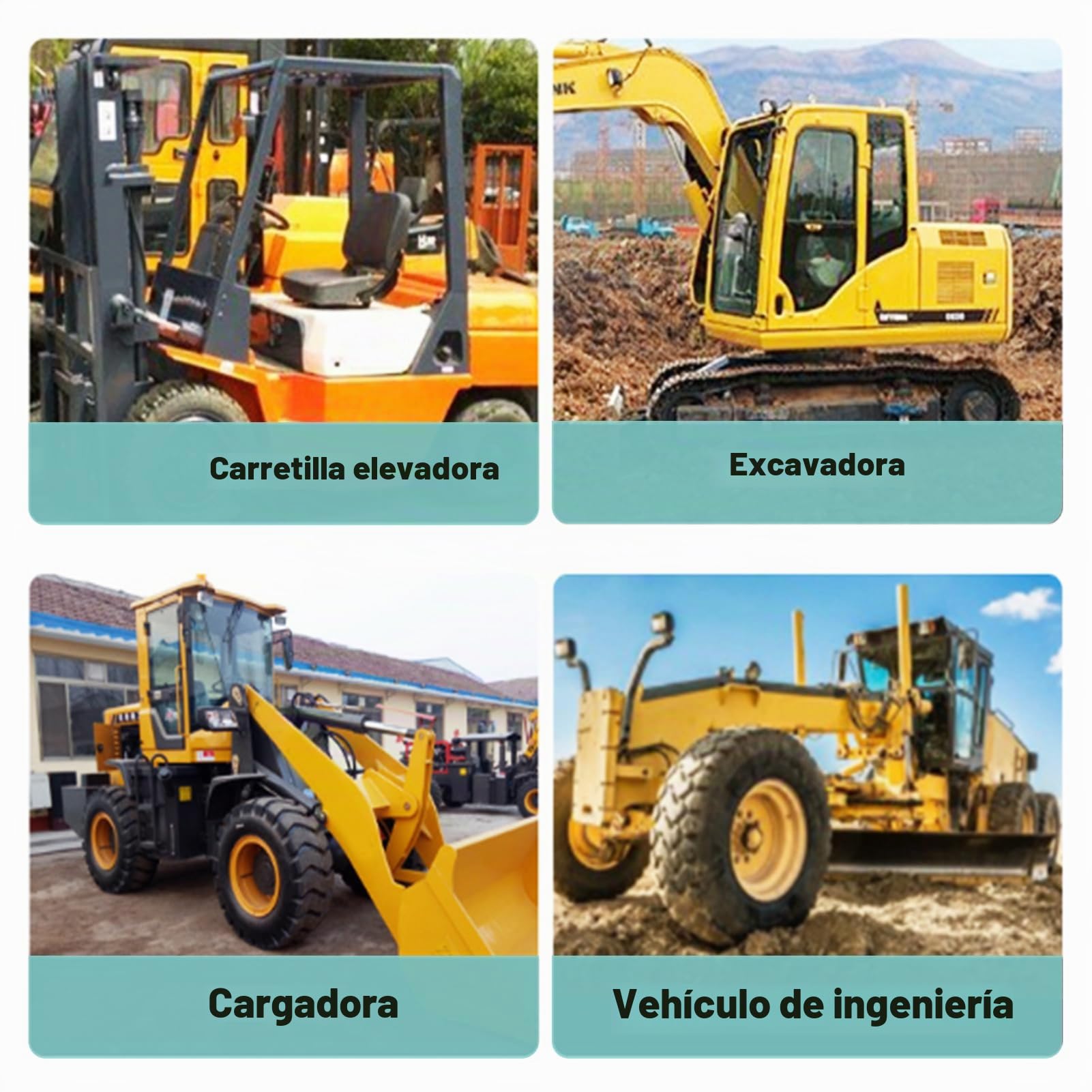 Asiento Universal para Elevadora, Asiento para Tractor con Respaldo Ajustable, Asiento para Vehículos Agrícolas, Asiento de Piel Sintética para Tractor de Césped Excavadora