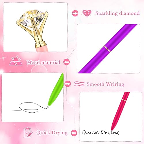 Miniatura 10 de Yahenda 50 bolígrafos de diamantes para despedida de soltera, bolígrafo de tinta negra a granel, de metal brillante, regalos con diamante en la
