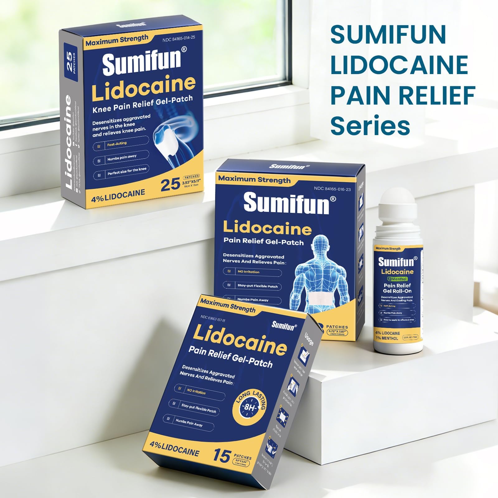 Sumifun Lidocaine Knee Pain Relief Patches Maximum OTC Strength 25 Counts — Amazon image 6