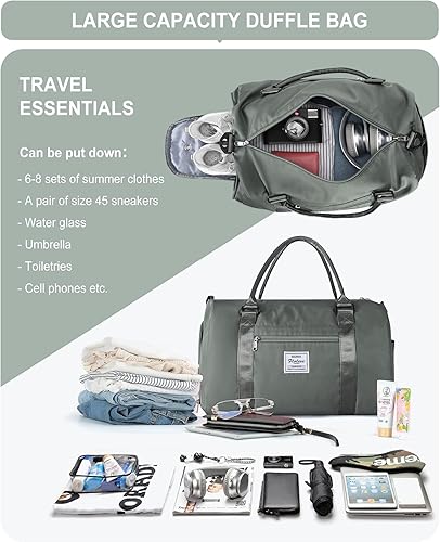 Miniatura 6 de Bolsa de lona de viaje, bolsas de fin de semana para mujeres y hombres, bolsa de transporte durante la noche, bolsa de hospital, bolsa de gimnasio