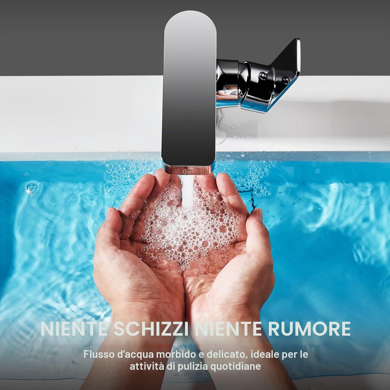 Cobbe Rubinetto da bagno, girevole a 360°, adatto per tutti i tipi di lavabo, salvaspazio per acqua fredda e calda, cromato