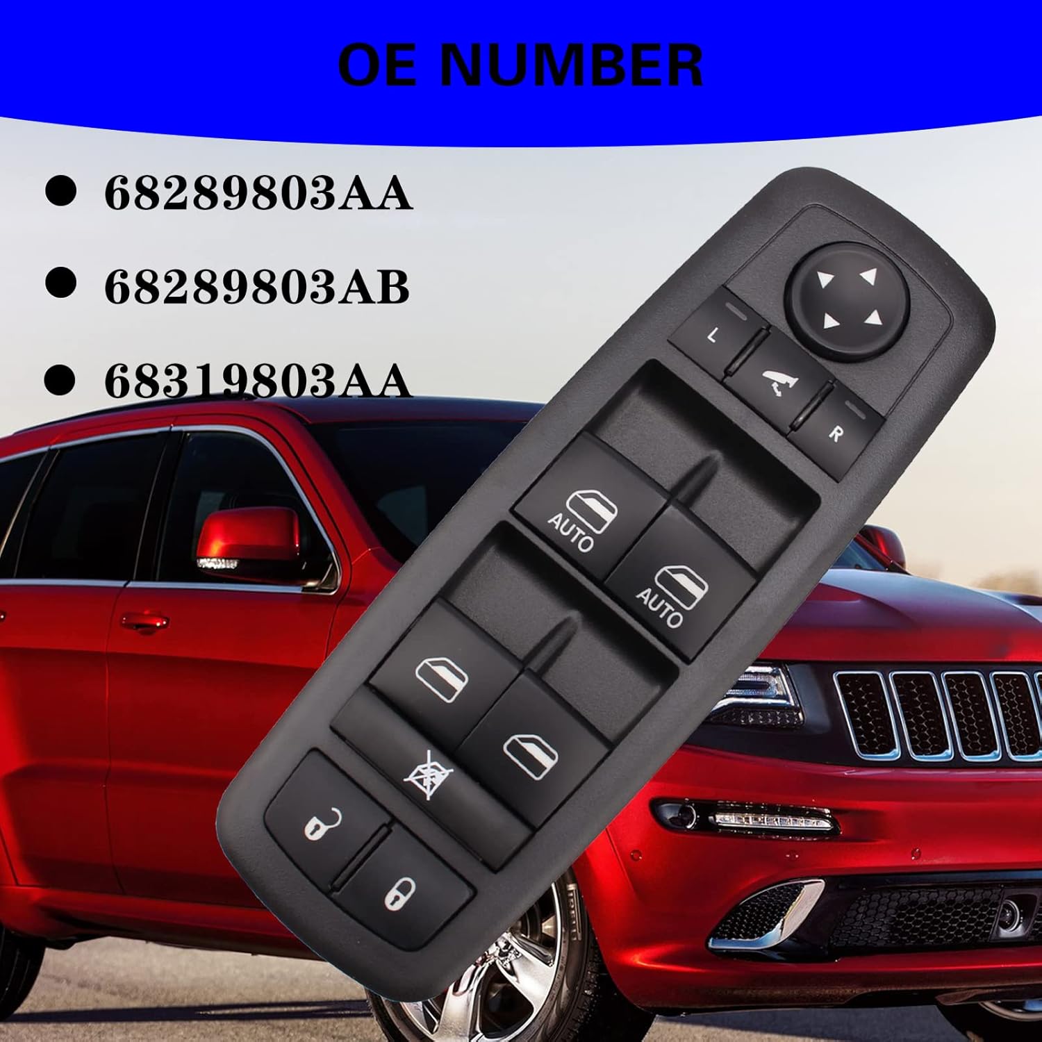 Power Window Switch Compatible with 2016-2021 Grand Cherokee Replaces 68289803AB 68319803AA 68289803AA