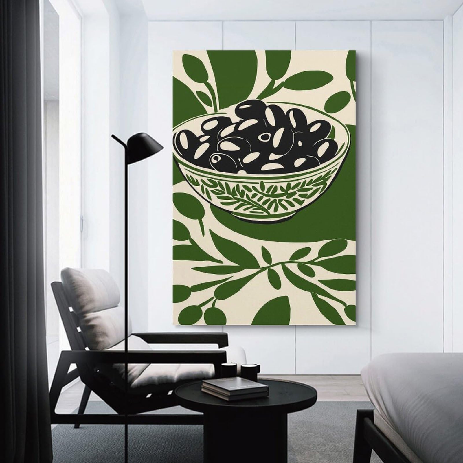 Junmoney Black Olives in Bowl Wall Picture Print 08x12inch(20x30cm), for Hallway, Lounge Or Guest Room, Gift Idea for Housewarming And Birthdays