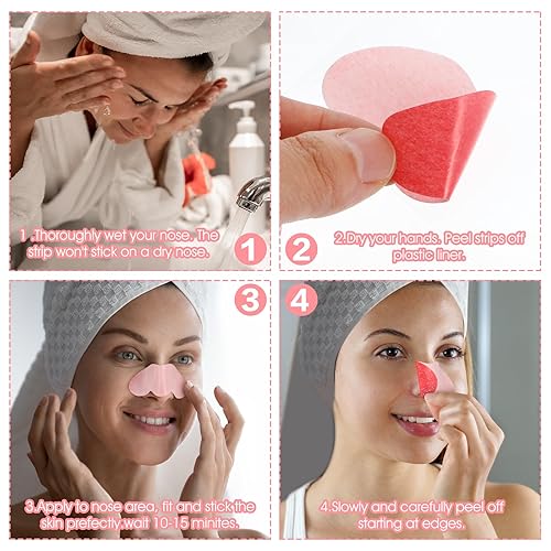 Miniatura 5 de 70 tiras faciales de carbón de bambú para puntos negros, tiras de limpieza de poros, removedor de espinillas de nariz, tira de carbón de limpieza