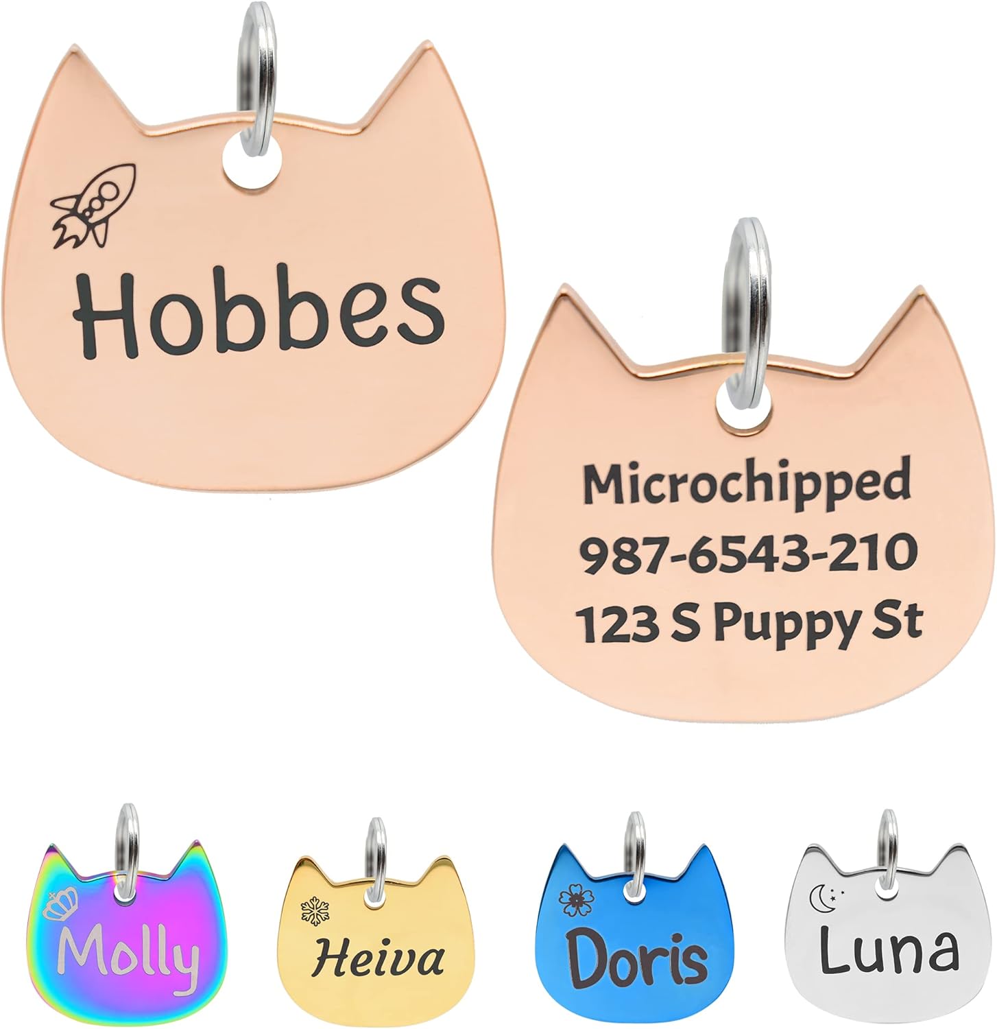 Cats Dogs Name Tags Personalized Lovely Symbols, Stainless