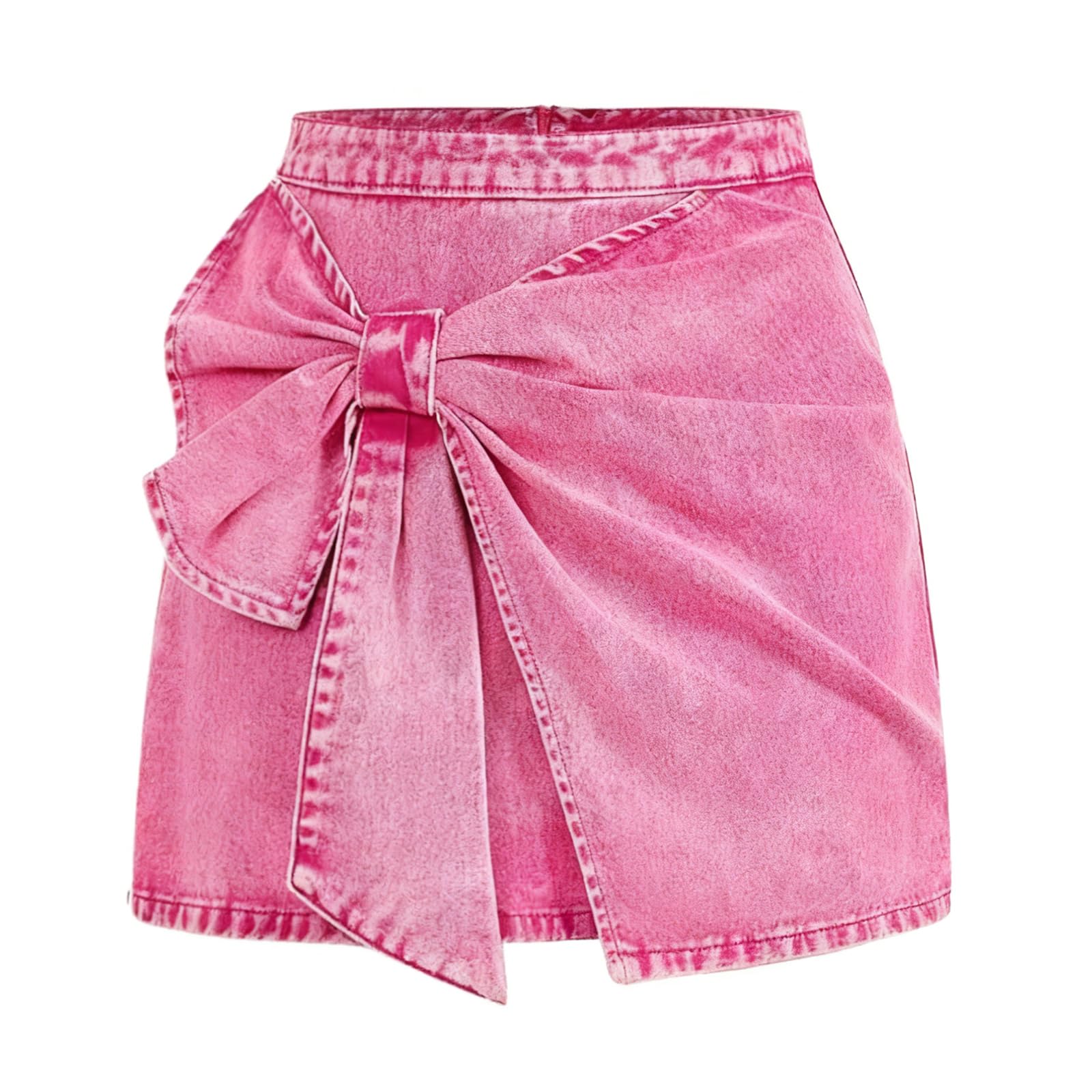 utcoco Womens 2026 Fashion Denim Mini Skirt Y2k Bow Knot High Waisted Jean Skirt