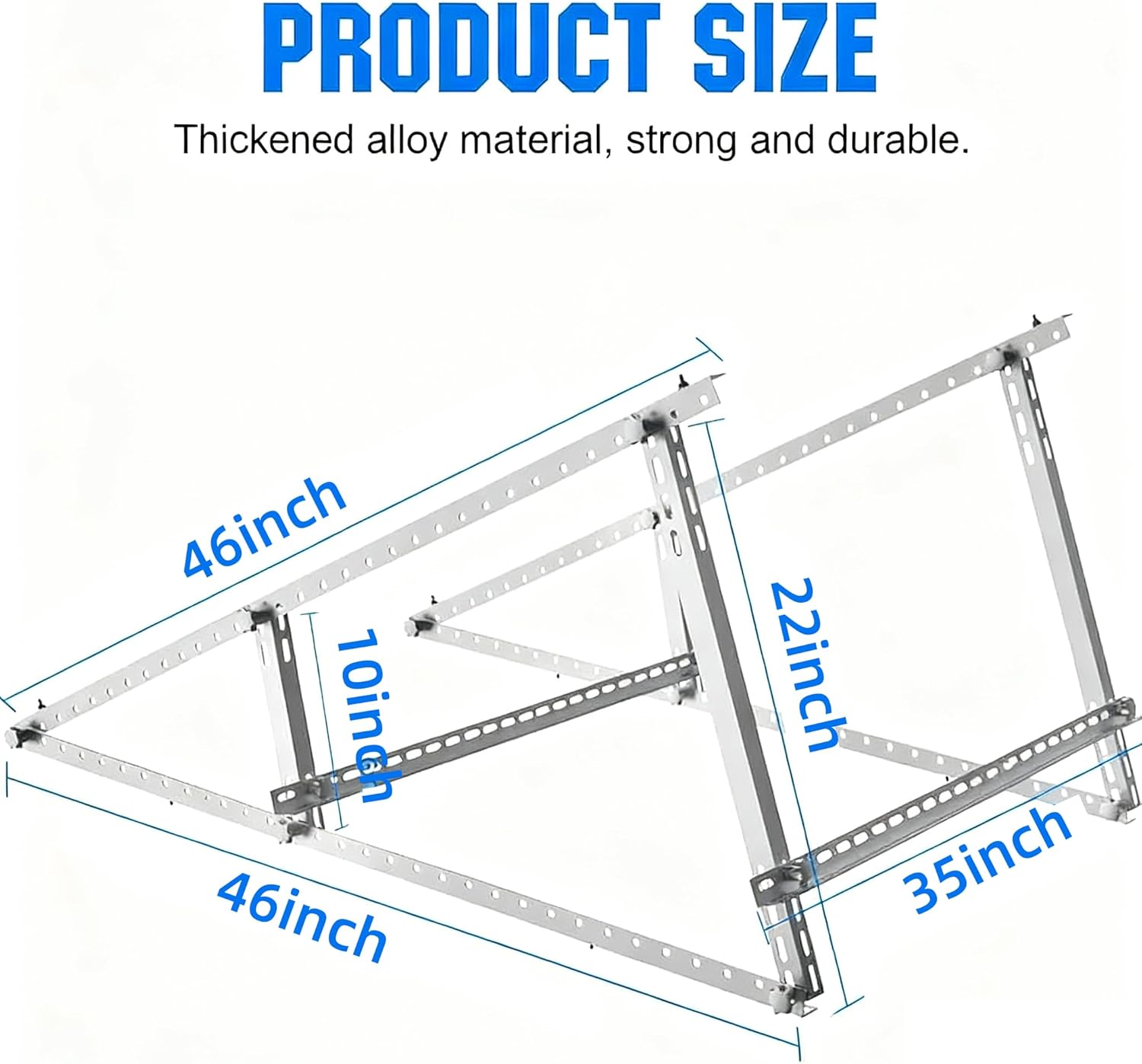 Solar Panel Mounting Brackets, 2 Sets 46 inch with Beam Reinforcement Support and Adjustable Inclined Legs, Ideal for 2-4pcs 100 200 300 400 500 Watt Solar Panel, for Roof, Boat, RV, and Off-Grid