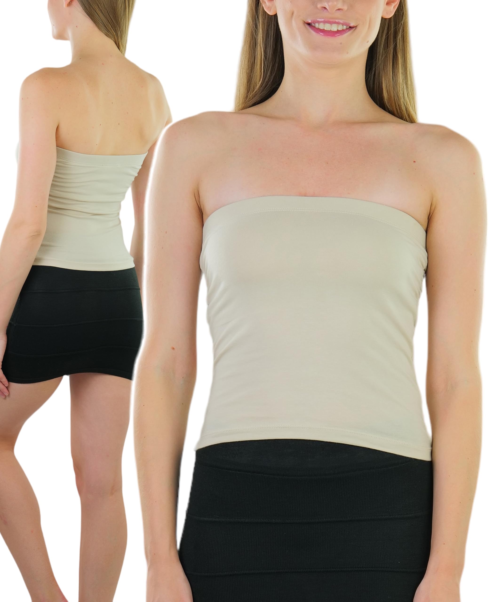 ToBeInStyle Women's Cotton-Spandex Blend Stretchy Tube Top
